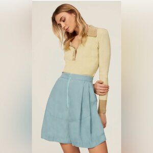 Rachel Comey Bandini Linen Shorts Women's Size 4 Light Blue High Waisted Pleated